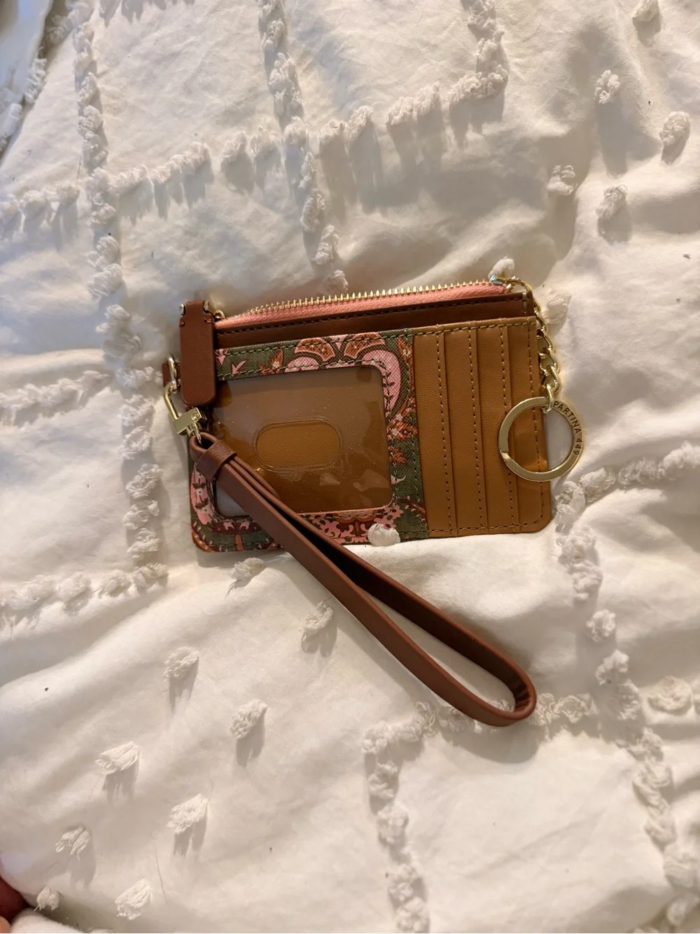 Spartina 449 Tan and Pink Floral Wristlet Card Case